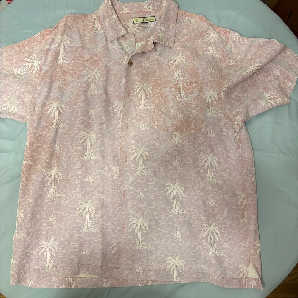 Men's Silk Pink Palm Tree Shirt
